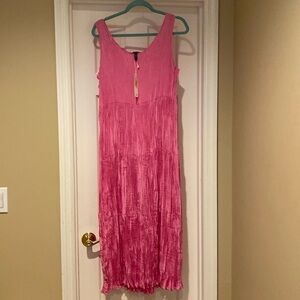 NWT EILEEN FISHER Tiered Sleeveless Crinkled  Silk Midi Dress Tulip Washable